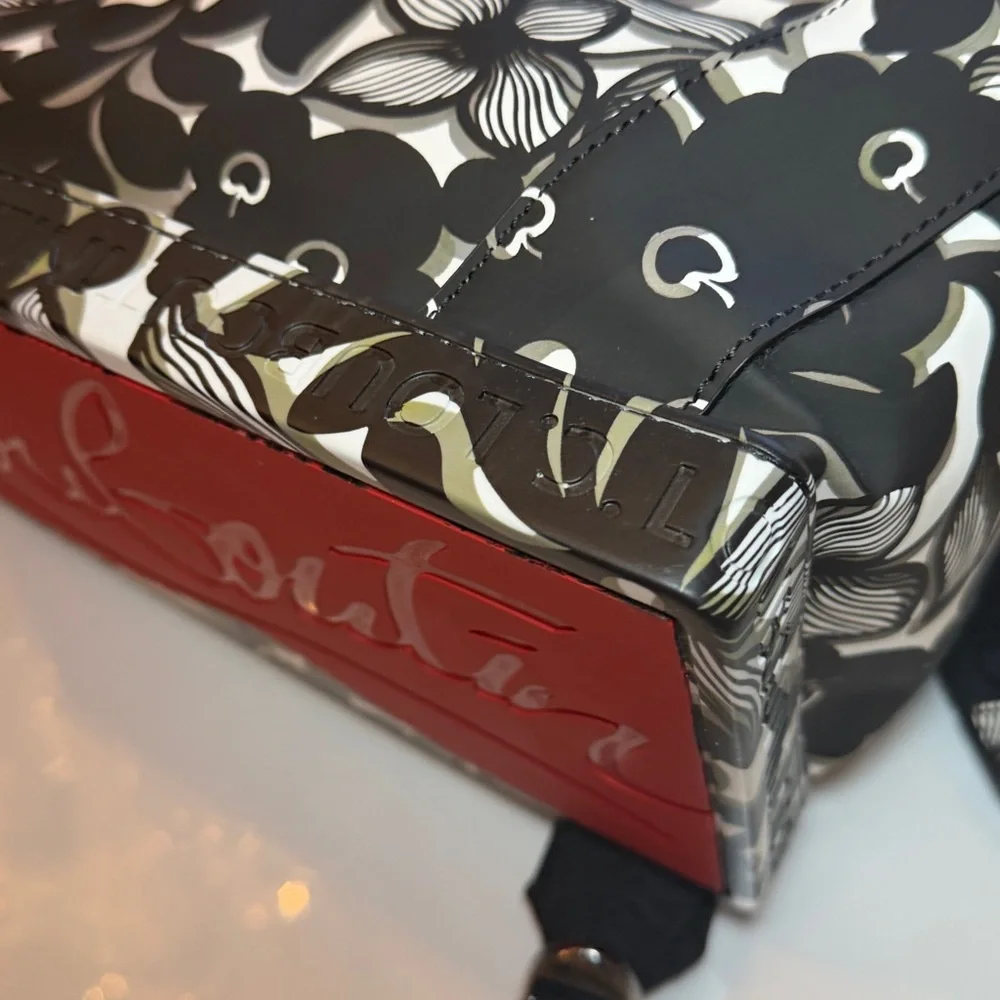 NWT CHRISTIAN LOUBOUTIN Explorafunk backpack. Black and white floral large.